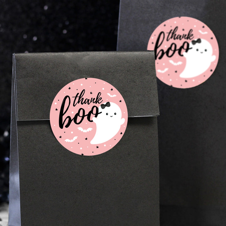 Little Boo: Pink - Girl Baby Shower - Fall Thank You Stickers -  40 Stickers