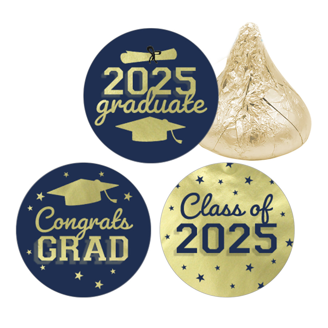 Graduation Class of 2025: Graduation Party Favors - Fits on Hershey® Kisses - 17 School Colors - 180 Stickers - Distinctivs Party