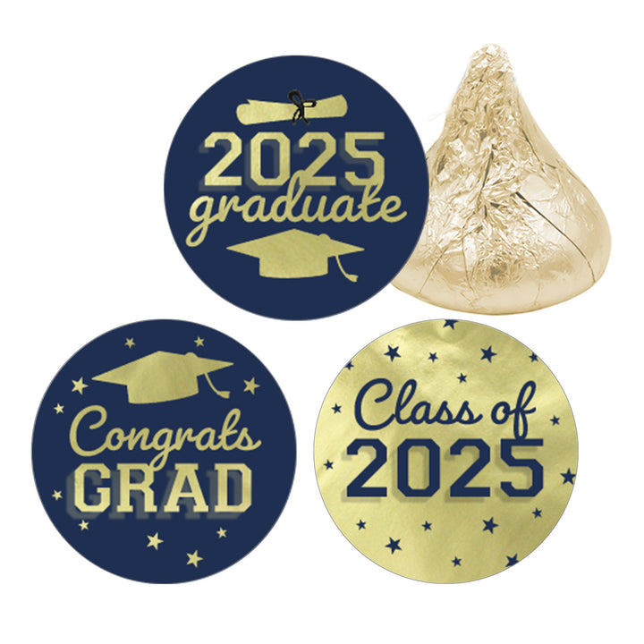 Graduation Class of 2025: Graduation Party Favors - Fits on Hershey® Kisses - 17 School Colors - 180 Stickers - Distinctivs Party