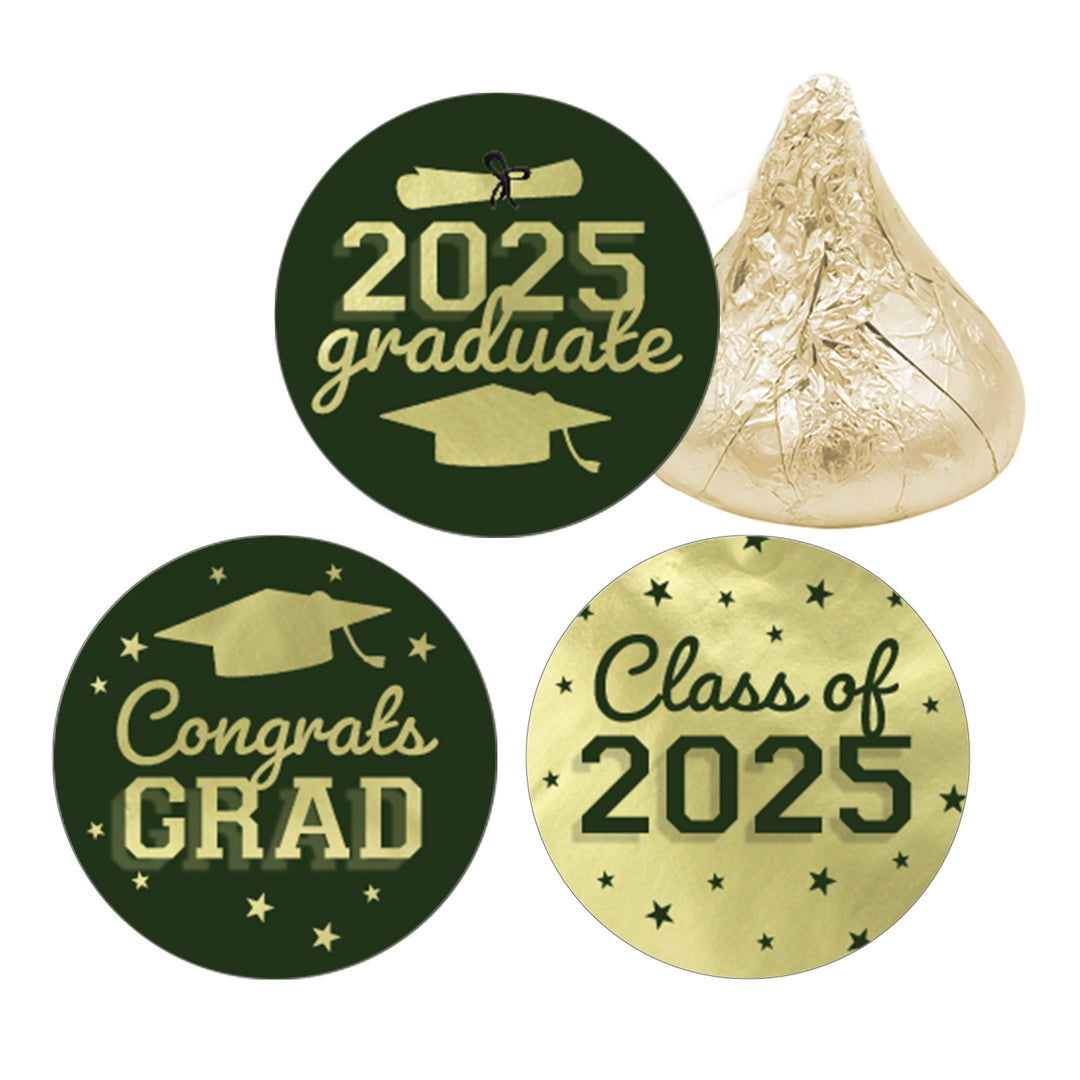 Graduation Class of 2025: Graduation Party Favors - Fits on Hershey® Kisses - 17 School Colors - 180 Stickers - Distinctivs Party
