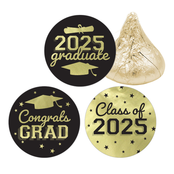 Graduation Class of 2025: Graduation Party Favors - Fits on Hershey® Kisses - 17 School Colors - 180 Stickers - Distinctivs Party