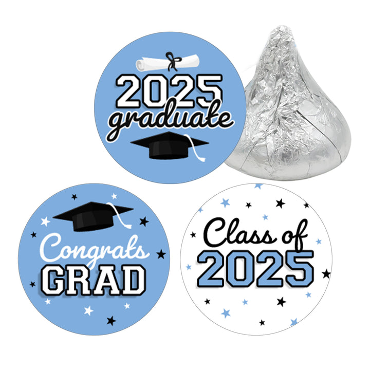 Graduation Class of 2025: Graduation Party Favors - Fits on Hershey® Kisses - 17 School Colors - 180 Stickers - Distinctivs Party