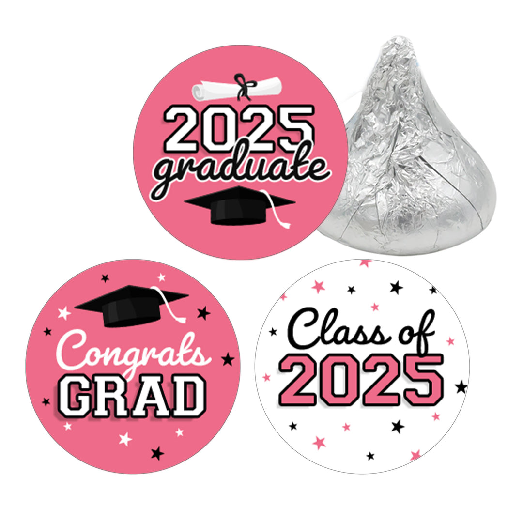 Graduation Class of 2025: Graduation Party Favors - Fits on Hershey® Kisses - 17 School Colors - 180 Stickers - Distinctivs Party