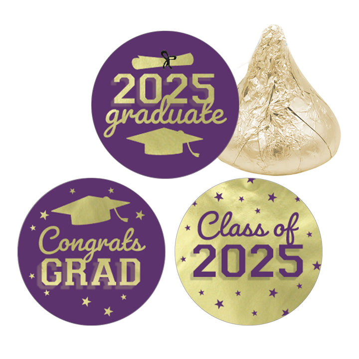 Graduation Class of 2025: Graduation Party Favors - Fits on Hershey® Kisses - 17 School Colors - 180 Stickers - Distinctivs Party