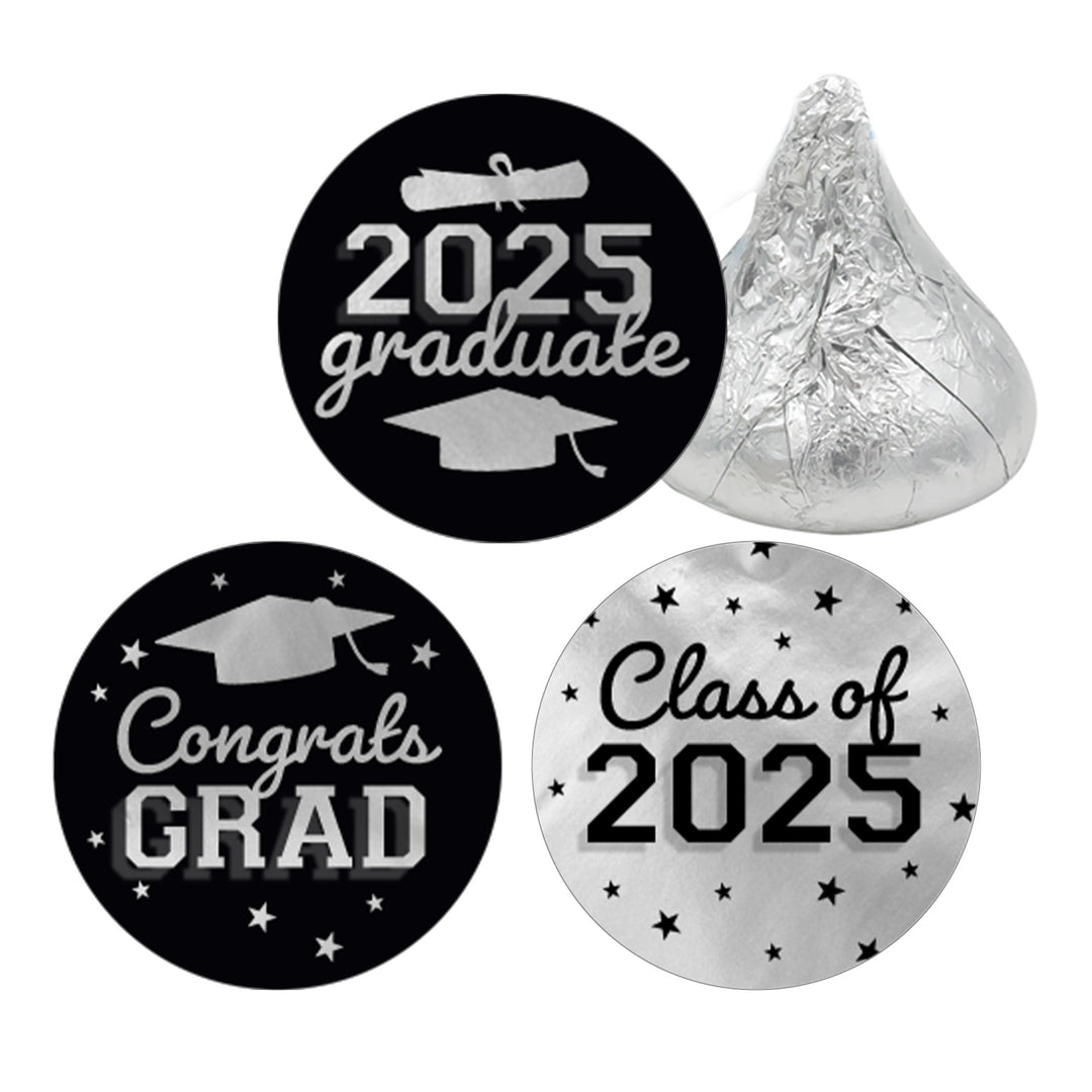 Graduation Class of 2025: Graduation Party Favors - Fits on Hershey® Kisses - 17 School Colors - 180 Stickers - Distinctivs Party