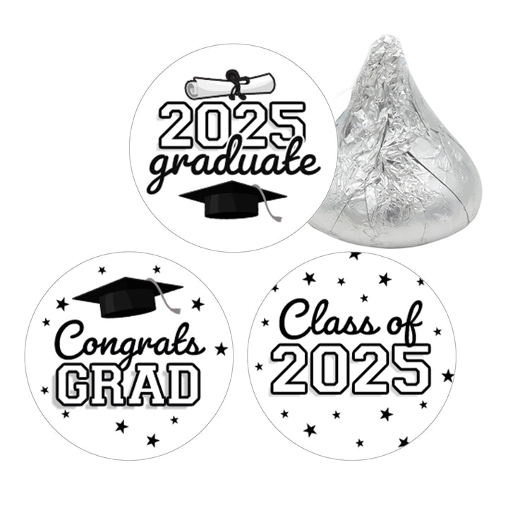 Graduation Class of 2025: Graduation Party Favors - Fits on Hershey® Kisses - 17 School Colors - 180 Stickers - Distinctivs Party