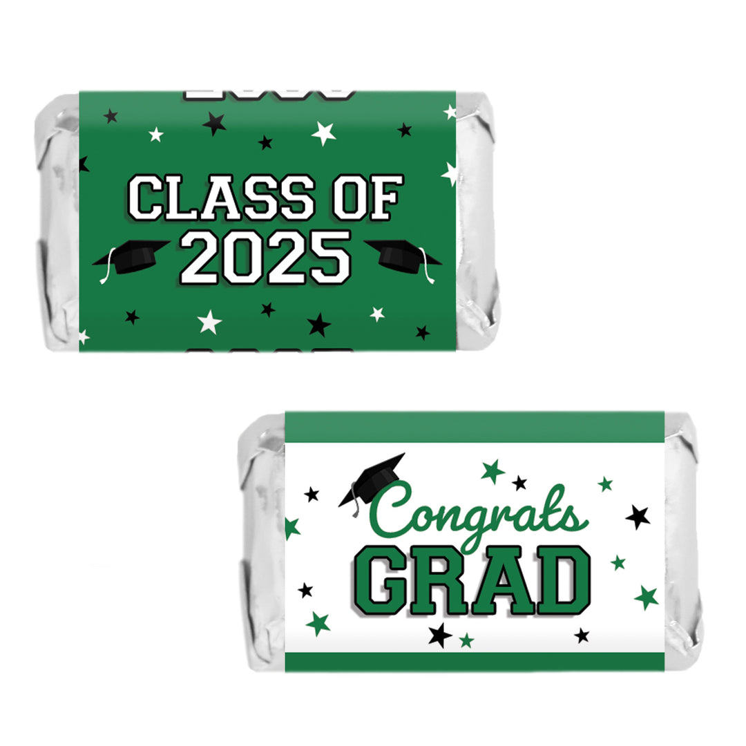 Graduation Class of 2025: Graduation Party Favors - Mini Chocolate Candy Bar Wrapper Labels - Fits on Hershey® Miniatures - 17 School Colors - 45 Stickers - Distinctivs Party