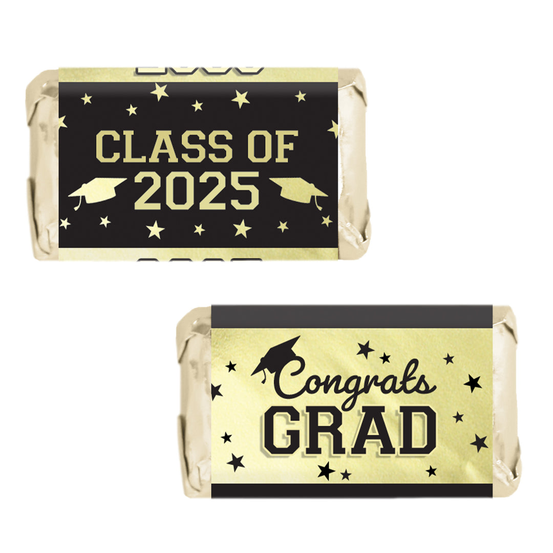 Graduation Class of 2025: Graduation Party Favors - Mini Chocolate Candy Bar Wrapper Labels - Fits on Hershey® Miniatures - 17 School Colors - 45 Stickers - Distinctivs Party