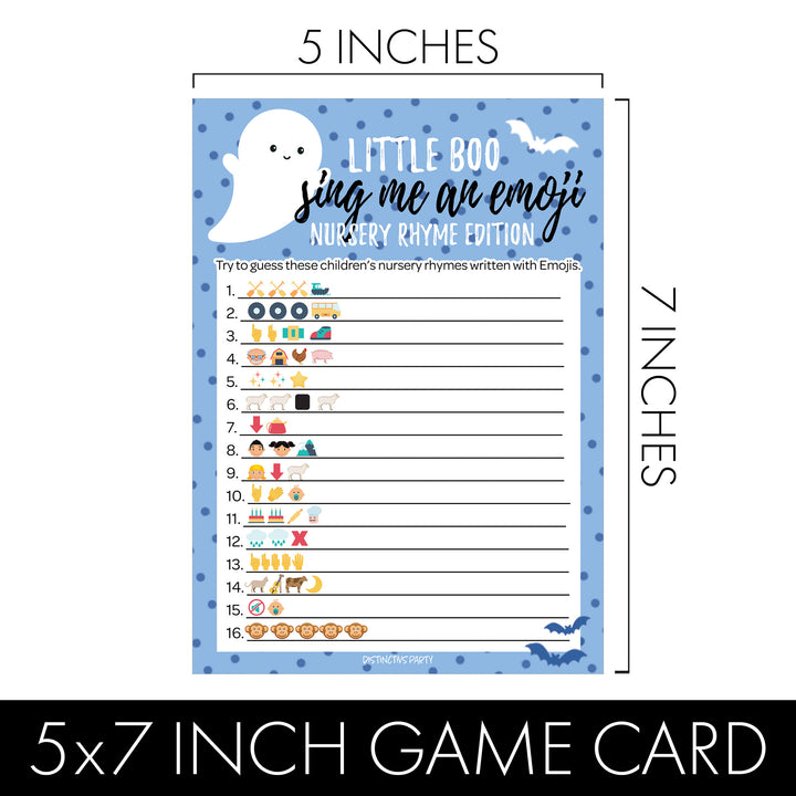 Little Boo: Blue - Boy Baby Shower Game - Fall Sing Me an Emoji and Word Search - Two Game Bundle -  20 Dual Sided Cards - Distinctivs Party