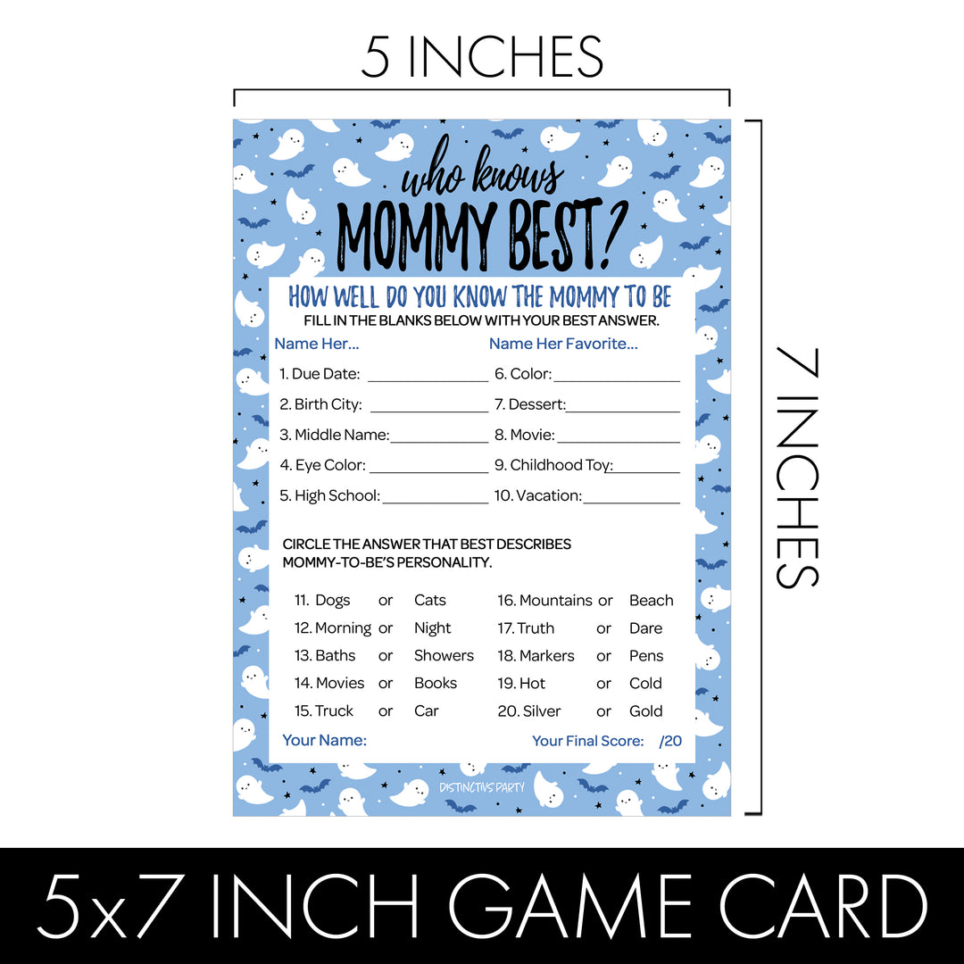 Little Boo: Blue - Boy Baby Shower Game - Fall Who Knows Mommy Best and Animal Pregnancy Match - Two Game Bundle -  20 Dual Sided Cards - Distinctivs Party