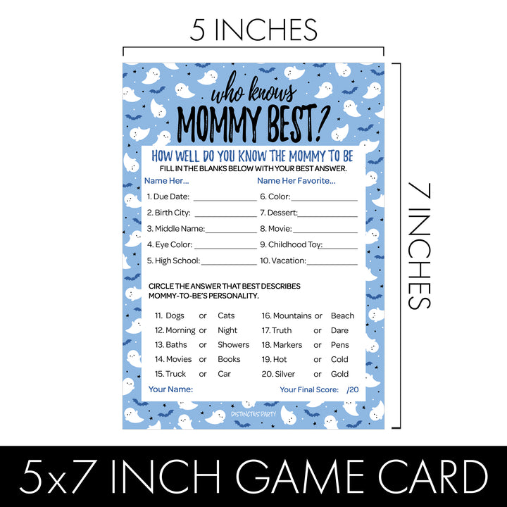 Little Boo: Blue - Boy Baby Shower Game - Fall Who Knows Mommy Best and Animal Pregnancy Match - Two Game Bundle -  20 Dual Sided Cards - Distinctivs Party