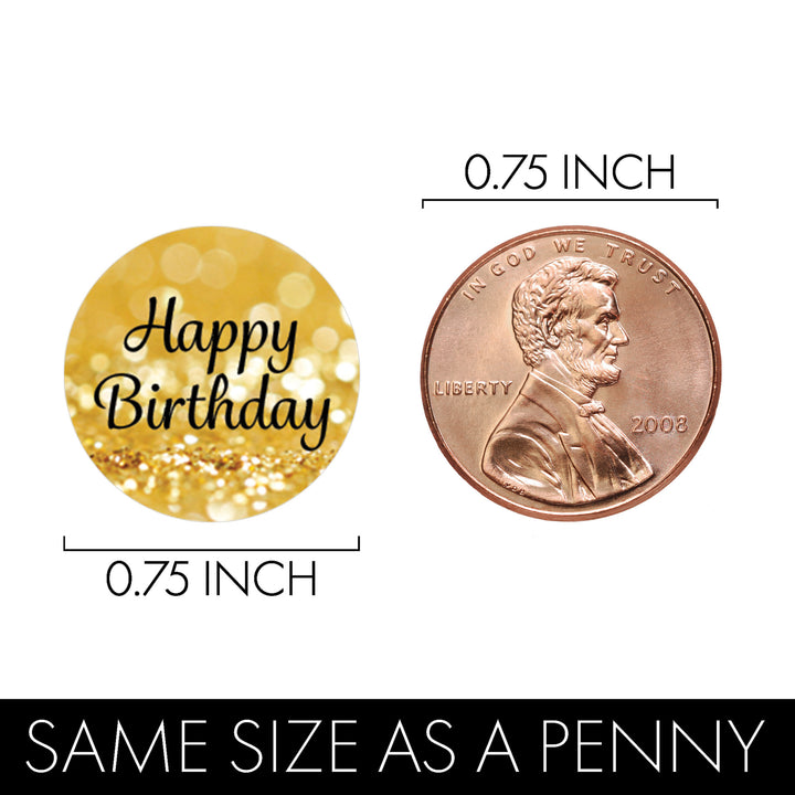 Black and Gold Birthday: Party Favor Stickers - Fits on Hershey® Kisses - 180 Stickers - Distinctivs Party