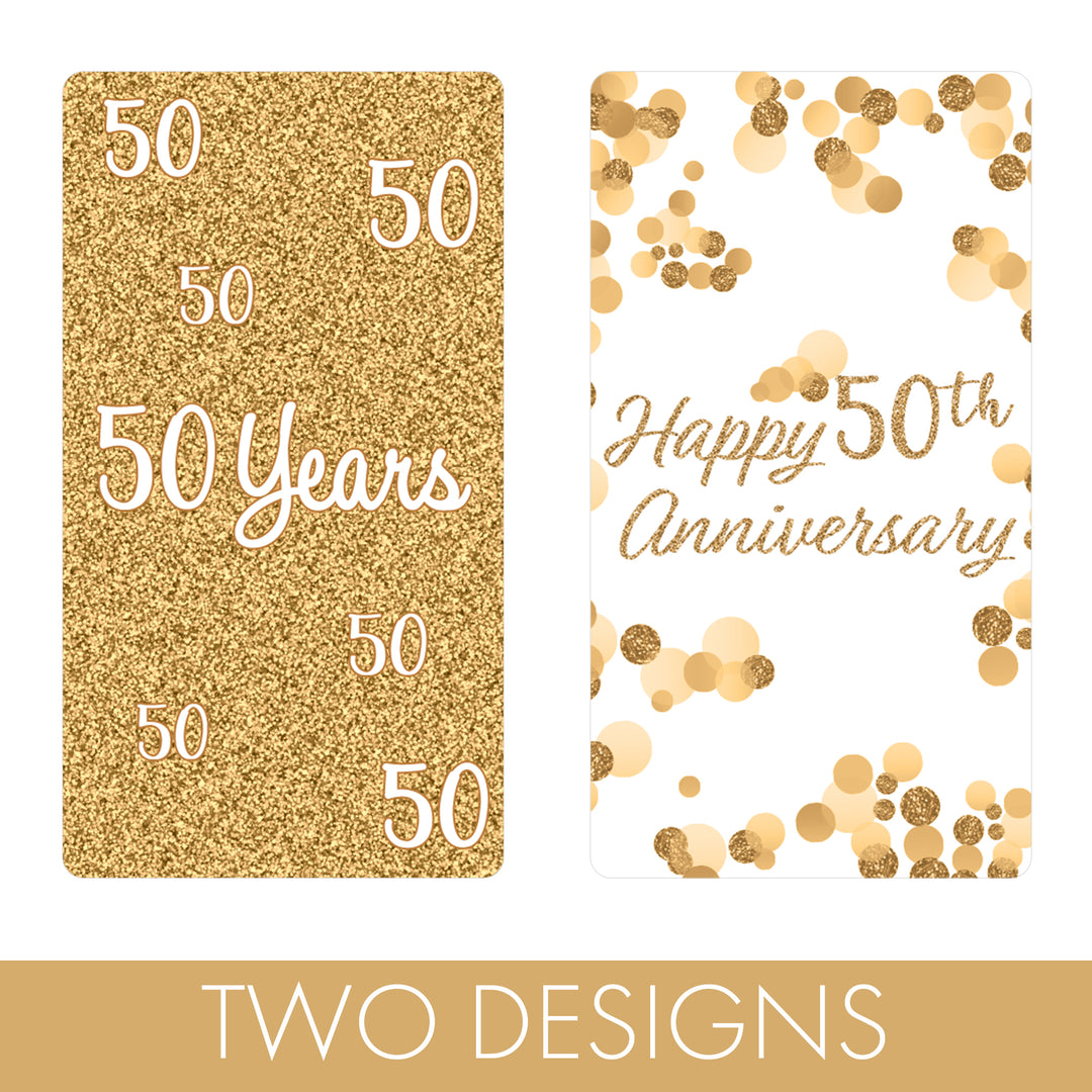 Gold 50th Anniversary: Mini Candy Bar Stickers - 42 Stickers