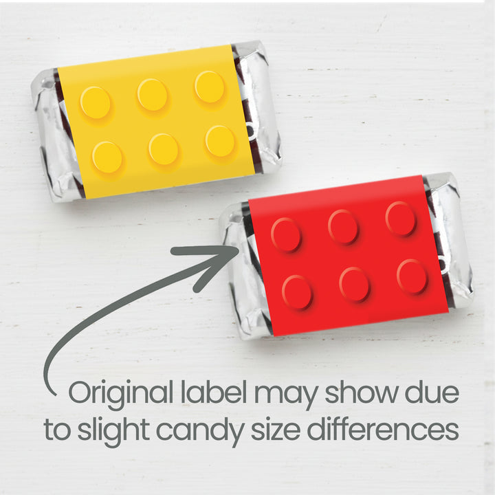 Bloques de construcción: cumpleaños infantil - Pegatinas para envoltorios de barra de caramelos en miniatura de Hershey's - 45 pegatinas