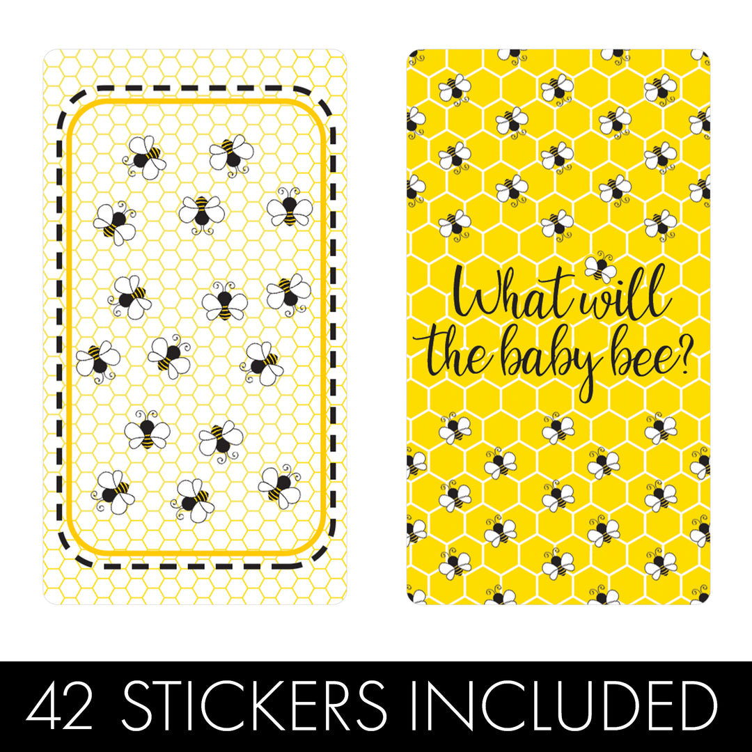 Bumble Bee: Gender Reveal Party - Mini Candy Bar Stickers - What Will Baby Bee - 42 Stickers - Distinctivs Party
