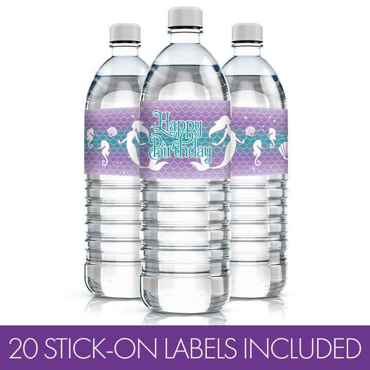 Mermaid: Party Your Tail Off - Kid's Birthday - Water Bottle Labels - 20 Stickers