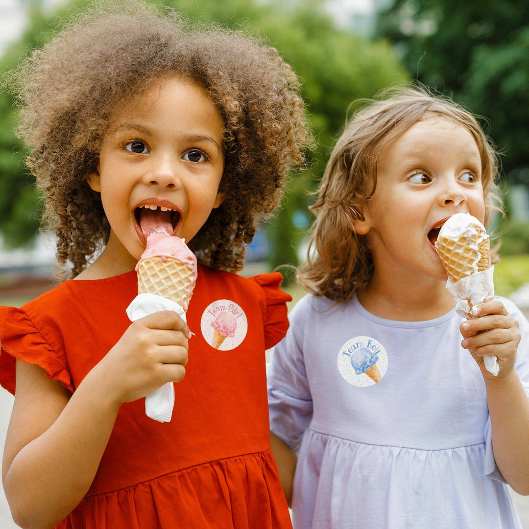 What’s the Scoop: Ice Cream- Gender Reveal Party - Team Boy or Girl - Voting Stickers - 40 Stickers - Distinctivs Party