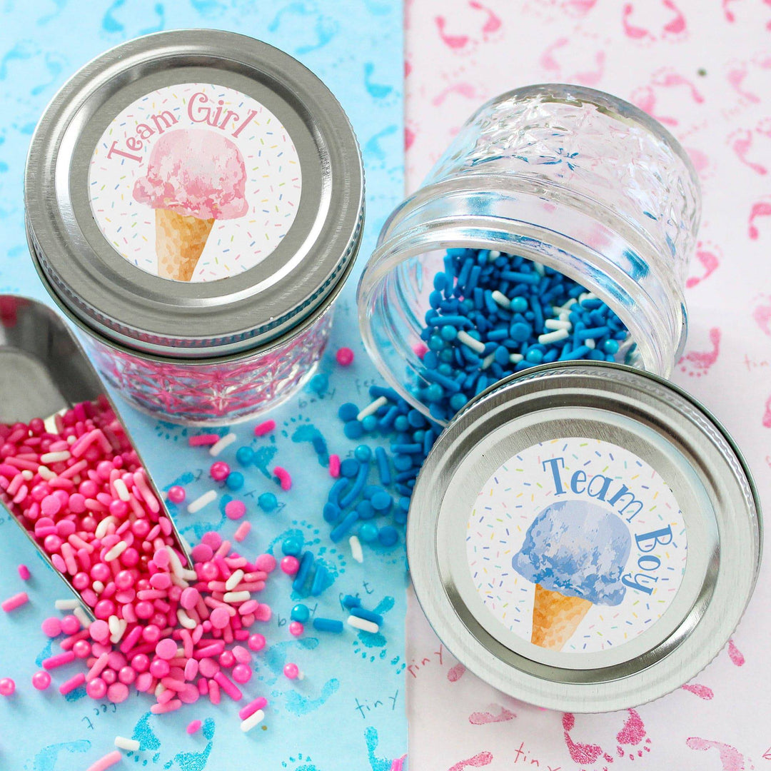 What’s the Scoop: Ice Cream- Gender Reveal Party - Team Boy or Girl - Voting Stickers - 40 Stickers - Distinctivs Party
