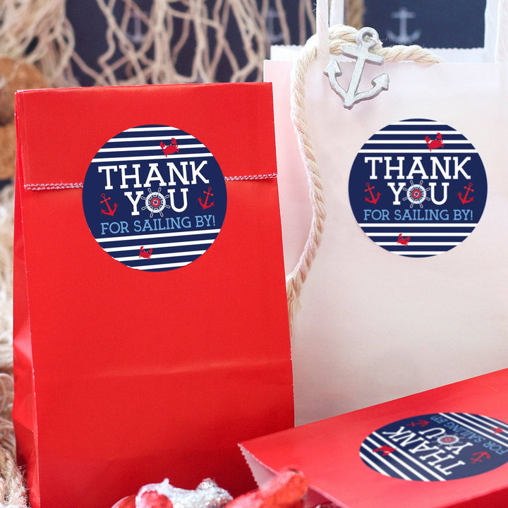 Ahoy It’s a Boy: Baby Shower - Thank You Stickers - 40 Stickers - Distinctivs Party
