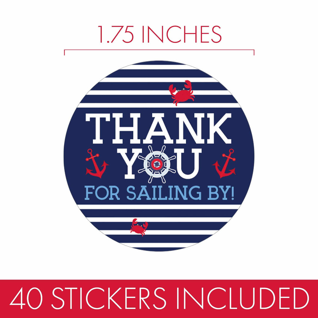 Ahoy It’s a Boy: Baby Shower - Thank You Stickers - 40 Stickers - Distinctivs Party
