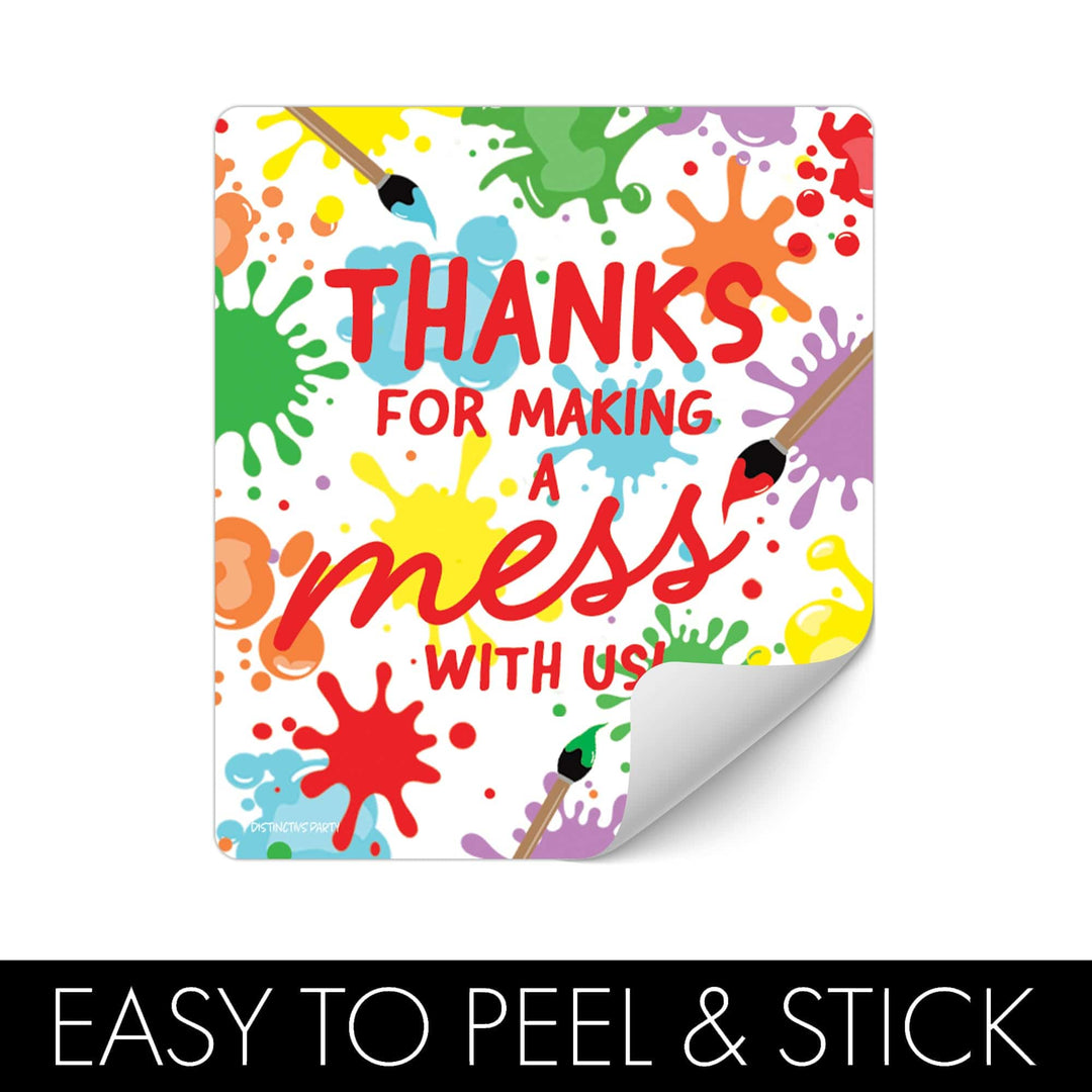 Art & Painting: Kid's Birthday -  Chip Bag and Snack Bag Stickers - 32 Pack - Distinctivs Party