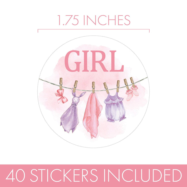 Baby Clothesline: Gender Reveal Party - Girl or Boy - 40 Stickers - Distinctivs Party