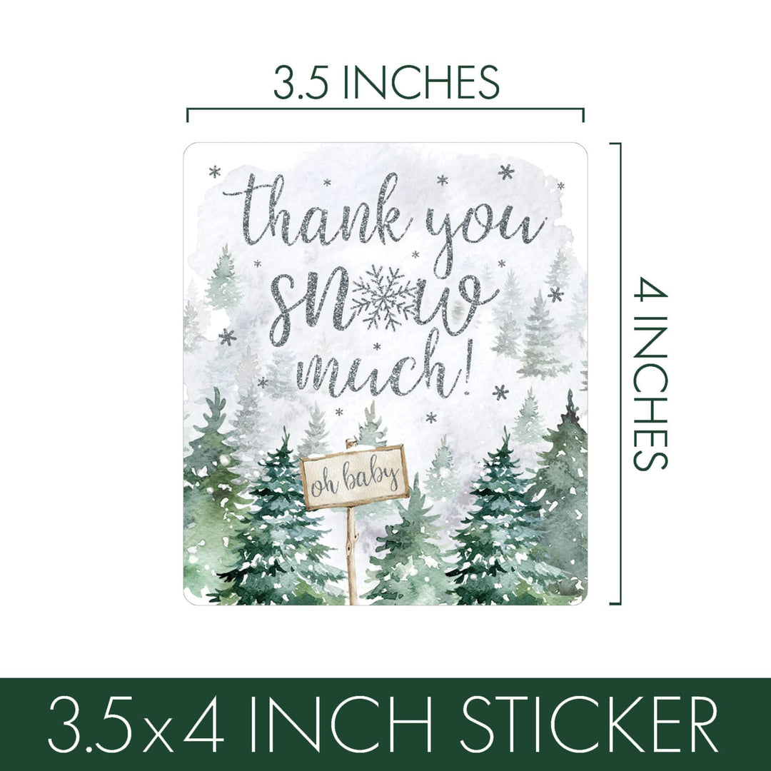Baby It's Cold Outside Evergreen: Winter Baby Shower - Popcorn Chip Bag and Snack Bag Stickers - 32 Pack - Distinctivs Party