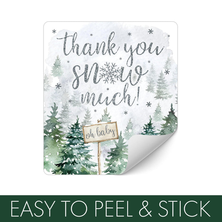 Baby It's Cold Outside Evergreen: Winter Baby Shower - Popcorn Chip Bag and Snack Bag Stickers - 32 Pack - Distinctivs Party