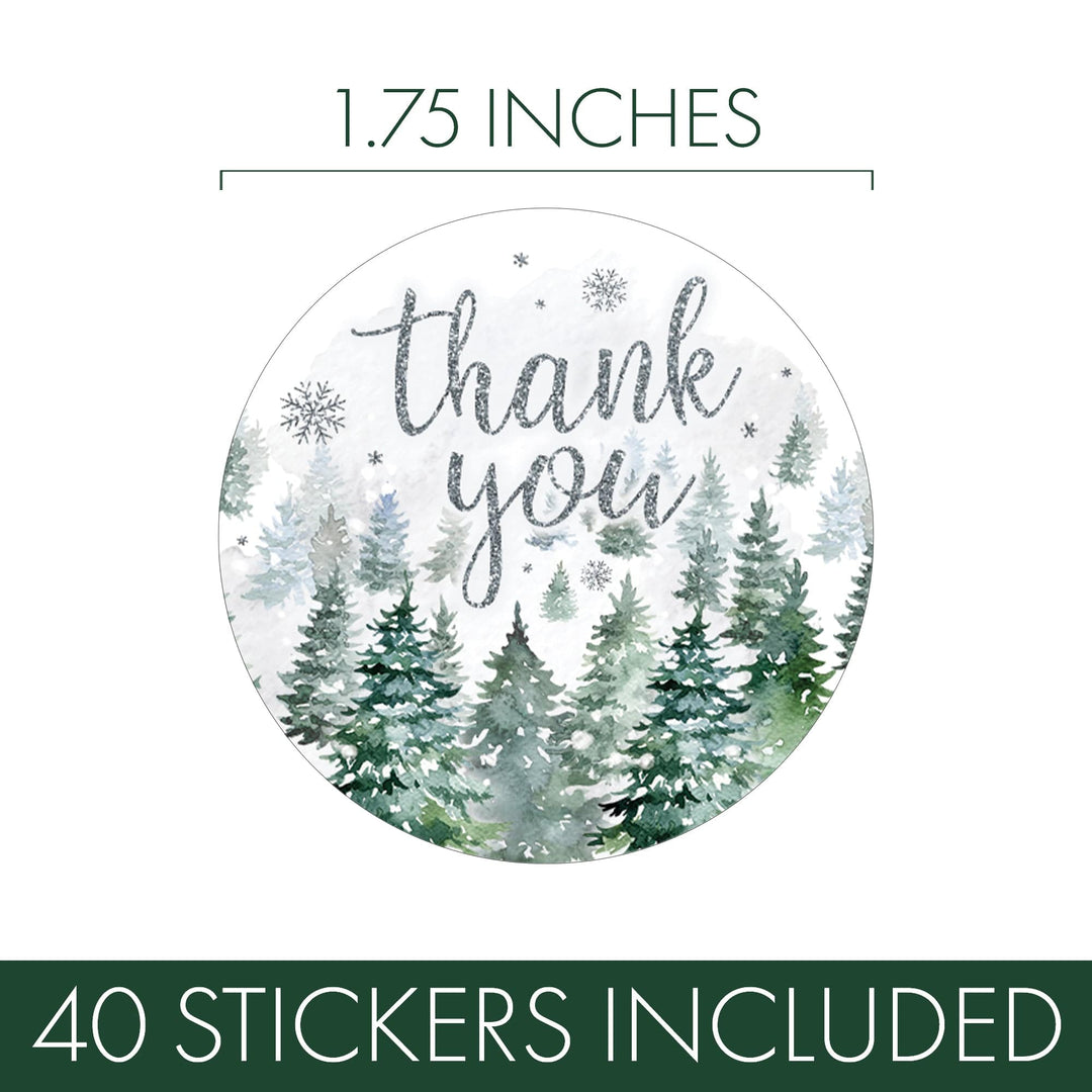 Baby It's Cold Outside Evergreen: Winter Baby Shower - Round Favor Stickers - 40 Stickers - Distinctivs Party