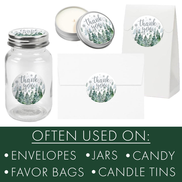 Baby It's Cold Outside Evergreen: Winter Baby Shower - Round Favor Stickers - 40 Stickers - Distinctivs Party