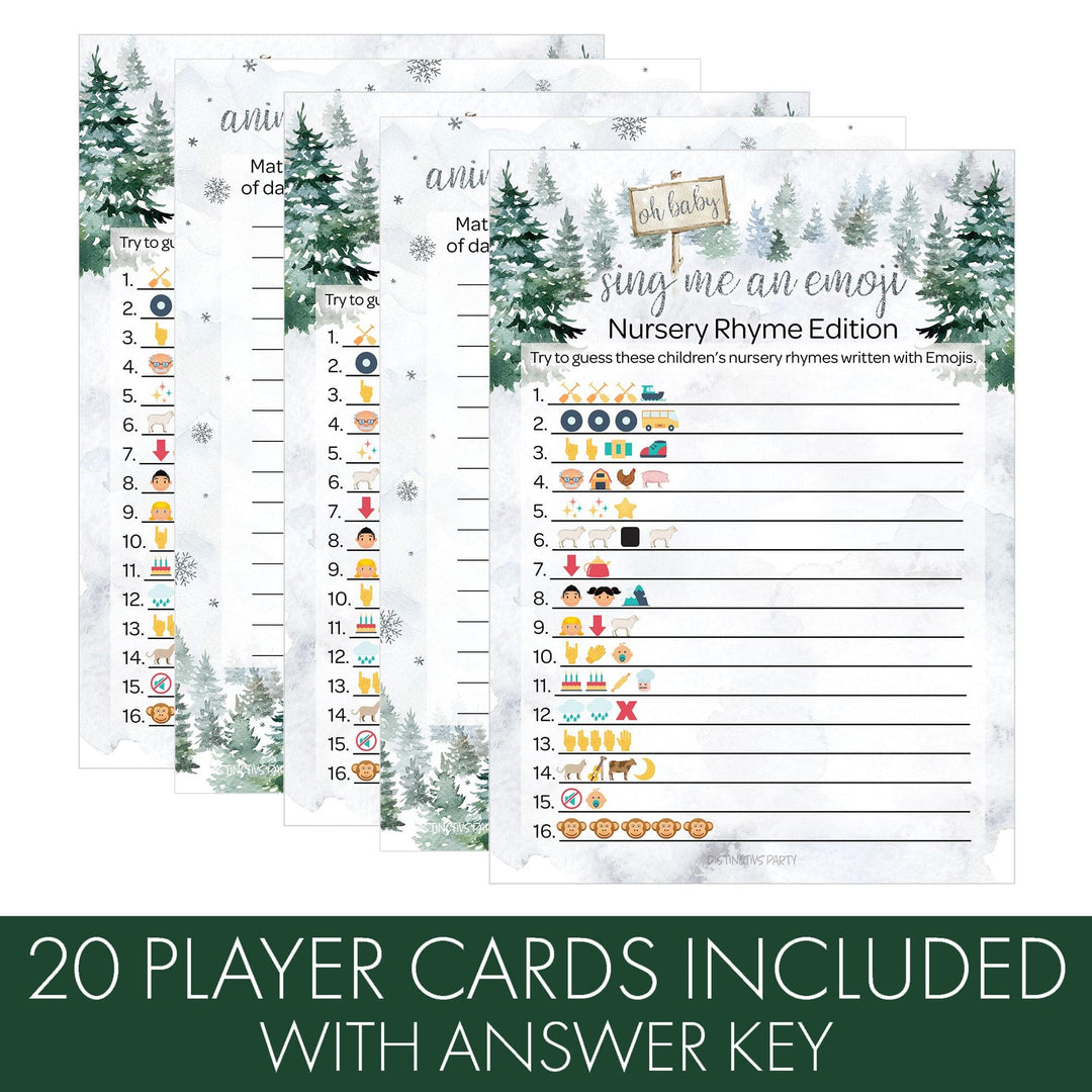 Baby It's Cold Outside Evergreen: Winter Baby Shower - Sing Me and Emoji & Animal Match Game -  Baby Shower Game - Two Game Bundle - 20 Dual Sided Cards - Distinctivs Party