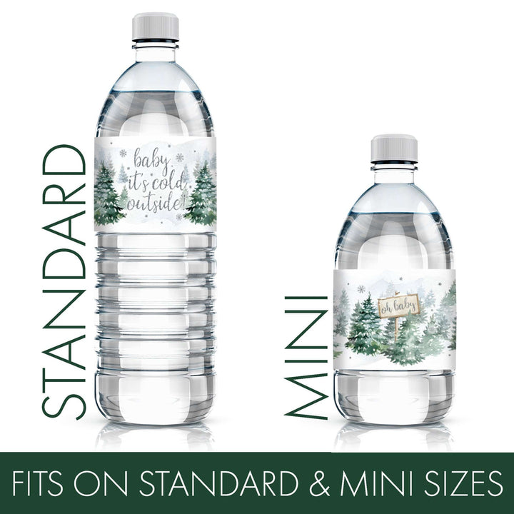 Baby It's Cold Outside Evergreen: Winter Baby Shower - Water Bottle Label Stickers - 24 Waterproof Stickers - Distinctivs Party