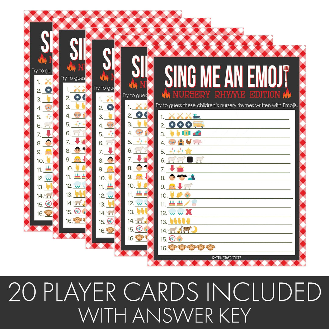 Baby-Q: Summer Barbecue Baby Shower Game - Sing Me and Emoji - 20 count - Distinctivs Party