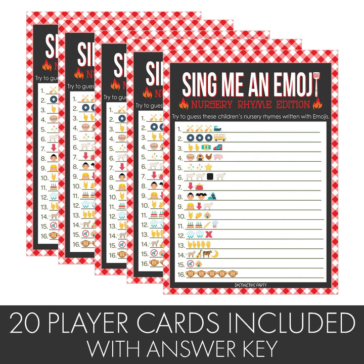 Baby-Q: Summer Barbecue Baby Shower Game - Sing Me and Emoji - 20 count - Distinctivs Party