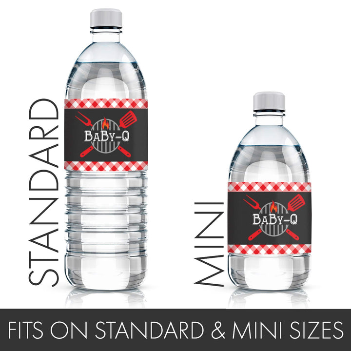 Baby-Q: Summer Barbecue Baby Shower - Water Bottle Labels - 24 Waterproof Stickers - Distinctivs Party
