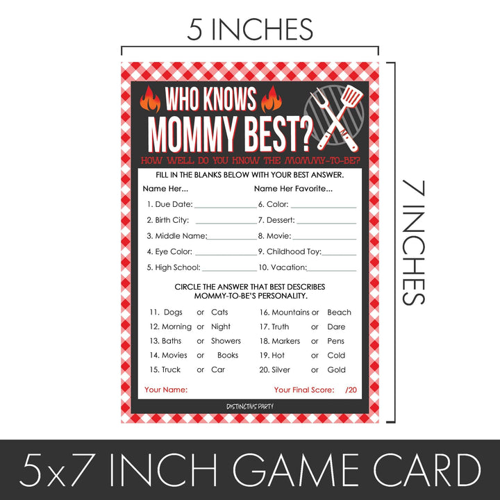 Baby-Q: Summer Barbecue Baby Shower - Who Knows Mommy Best Game Cards - 20 count - Distinctivs Party