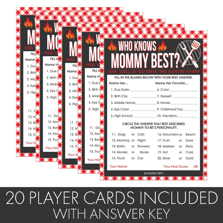 Baby-Q: Summer Barbecue Baby Shower - Who Knows Mommy Best Game Cards - 20 count - Distinctivs Party