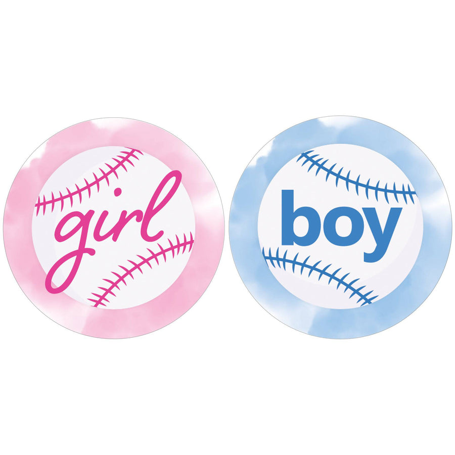 Baseball: Gender Reveal Party - Girl or Boy  - 40 Stickers - Distinctivs Party