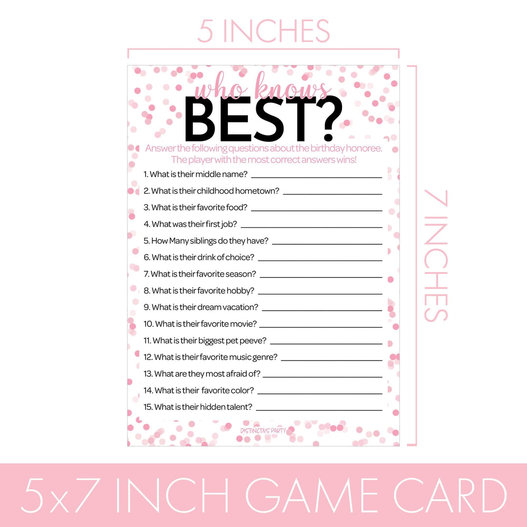 Born in The 1970s Pink & Black - 50th Birthday Party Game Bundle - 3 Games for 20 Guests - Distinctivs Party