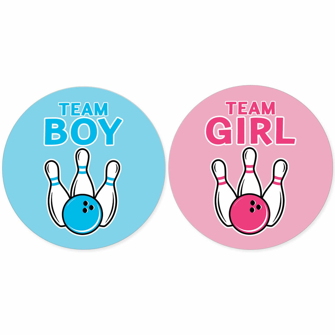 Bowling: Gender Reveal Party - Girl or Boy  - 40 Stickers - Distinctivs Party