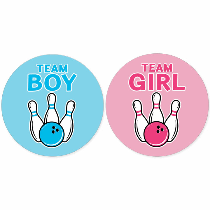 Bowling: Gender Reveal Party - Girl or Boy  - 40 Stickers - Distinctivs Party
