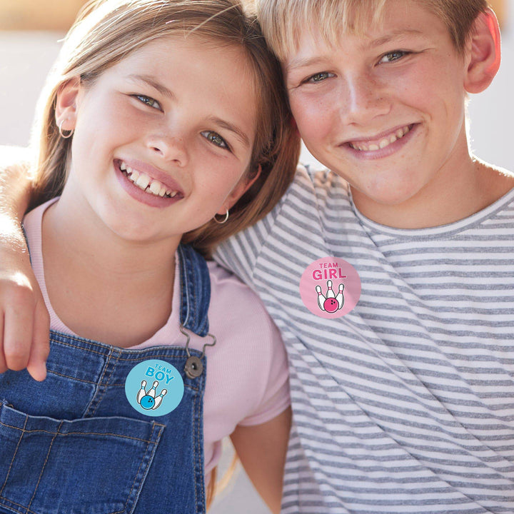 Bowling: Gender Reveal Party - Girl or Boy  - 40 Stickers - Distinctivs Party