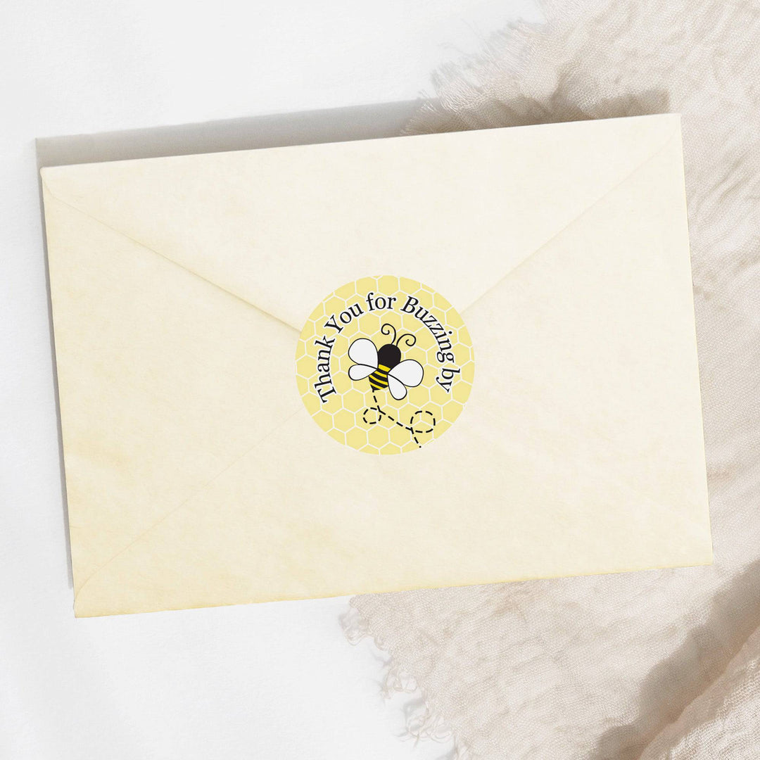 Bumble Bee: Baby Shower - Thank You For Buzzing By - 40 Stickers - Distinctivs Party