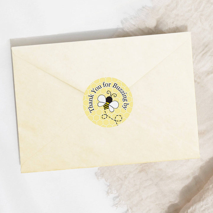 Bumble Bee: Baby Shower - Thank You For Buzzing By - 40 Stickers - Distinctivs Party