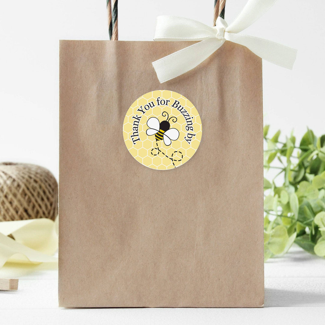 Bumble Bee: Baby Shower - Thank You For Buzzing By - 40 Stickers - Distinctivs Party