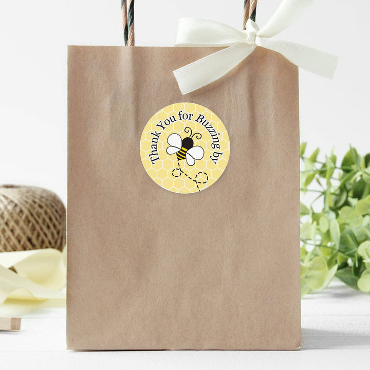 Bumble Bee: Baby Shower - Thank You For Buzzing By - 40 Stickers - Distinctivs Party