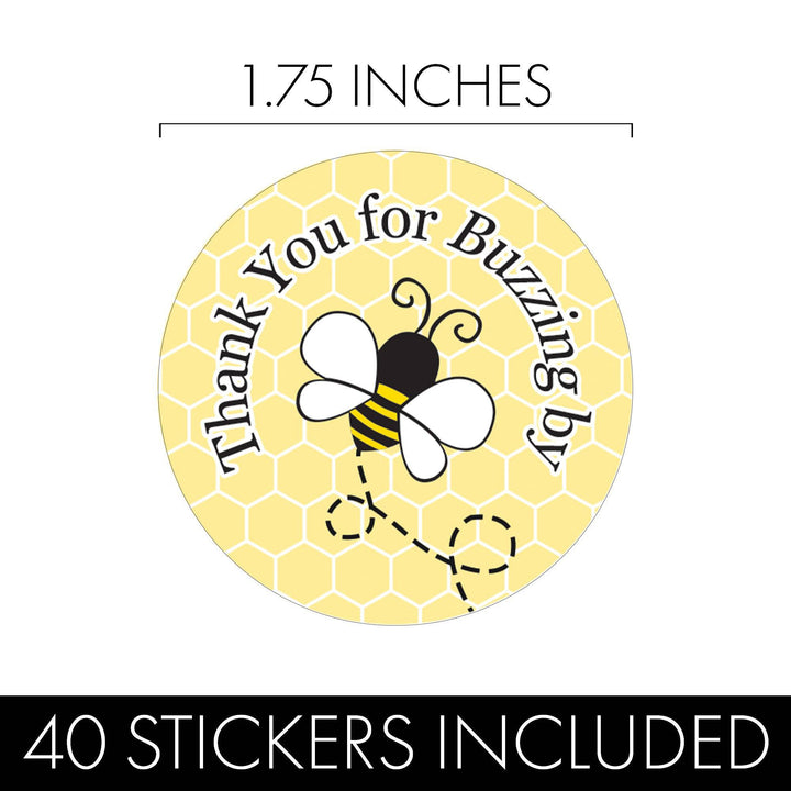Bumble Bee: Baby Shower - Thank You For Buzzing By - 40 Stickers - Distinctivs Party