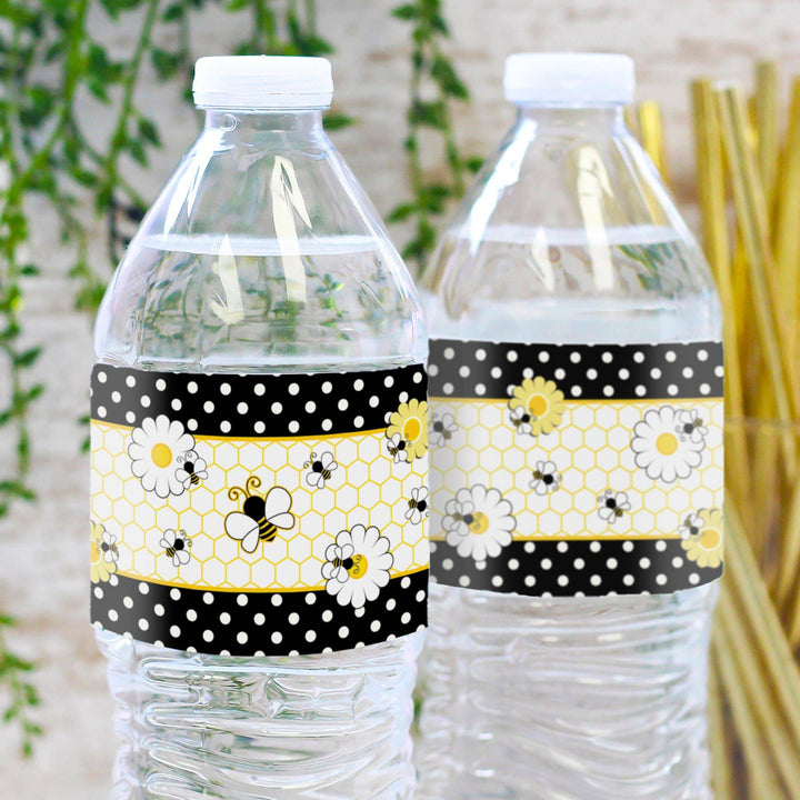 Bumble Bee: Baby Shower - Water Bottle Labels - 24 Stickers - Distinctivs Party