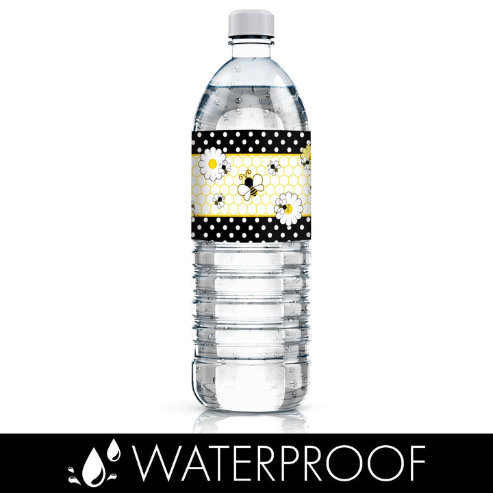 Bumble Bee: Baby Shower - Water Bottle Labels - 24 Stickers - Distinctivs Party