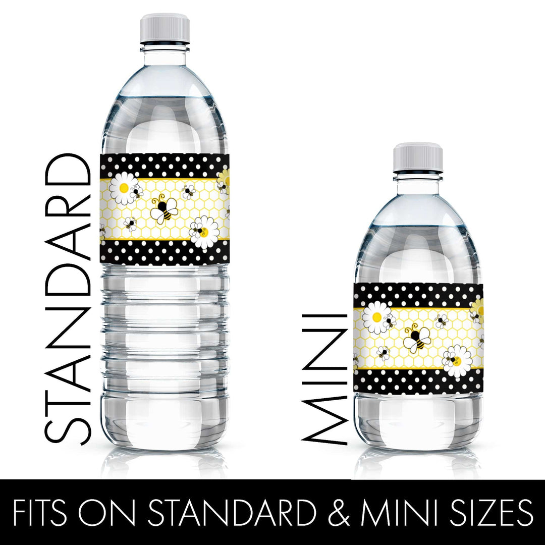 Bumble Bee: Baby Shower - Water Bottle Labels - 24 Stickers - Distinctivs Party